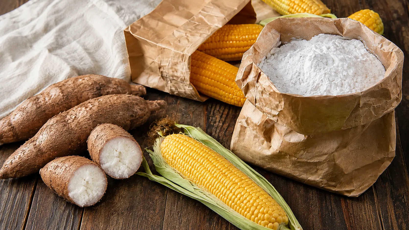 Corn and cassava used as raw materials for modified starch production