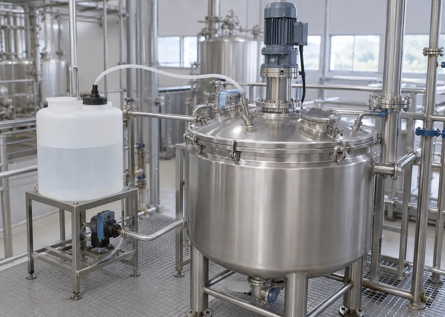 Emulsified starch aluminium sulphate treatment tank with dosing system