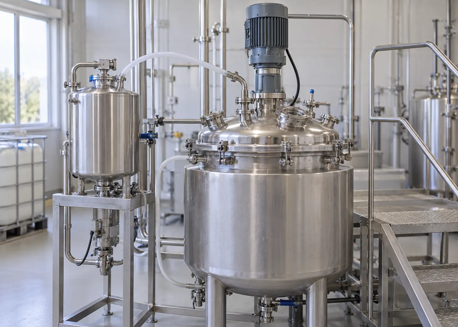 Emulsified starch esterification reactor with dosing equipment