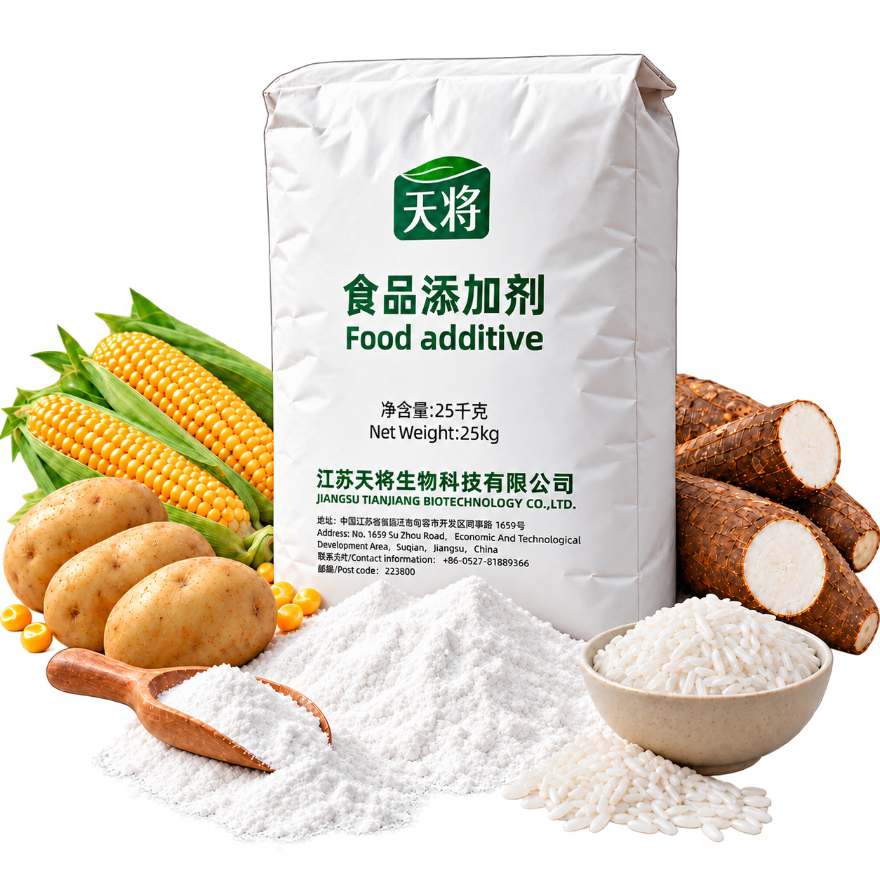 Tianjiang modified starch product bag with potatoes, corn, cassava and rice